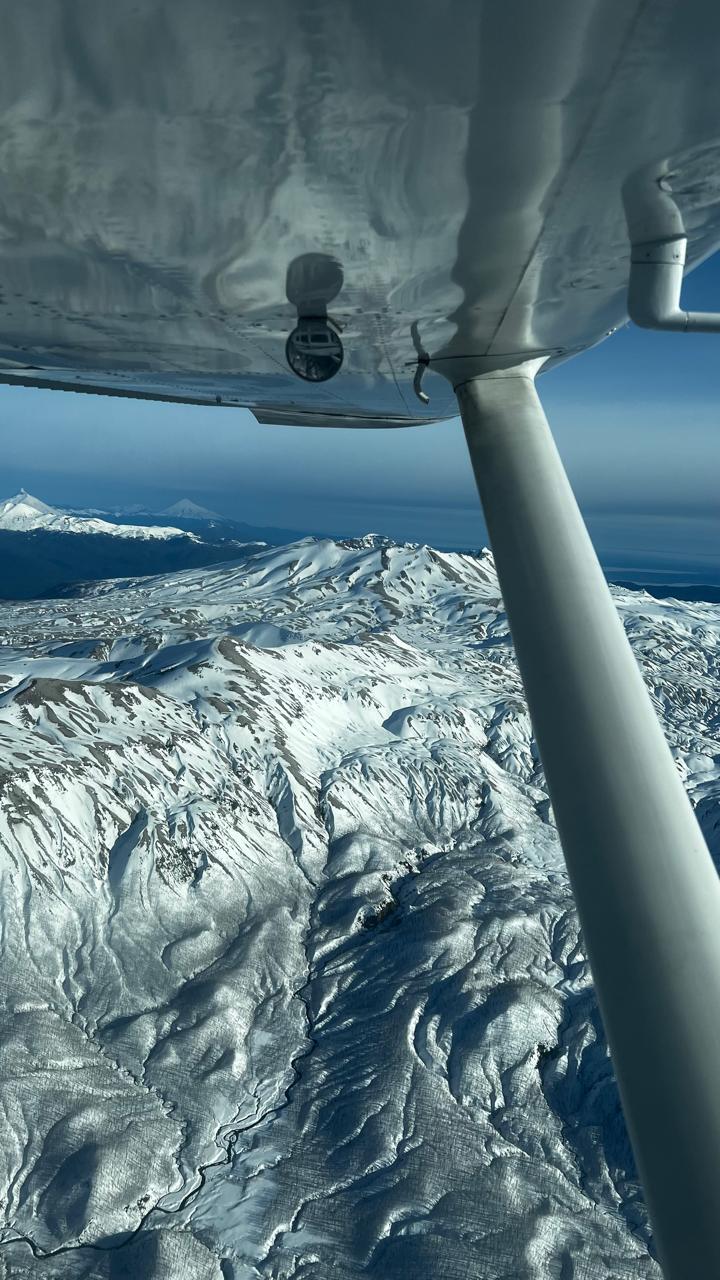 Aerial view from AeroStratus aircraft during a data acquisition mission over Chilean landscape
